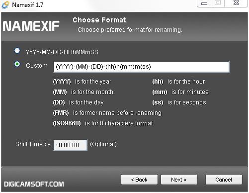 デジタル写真のファイル名を一括で撮影日時に変更するツール【NAMEXIF】
